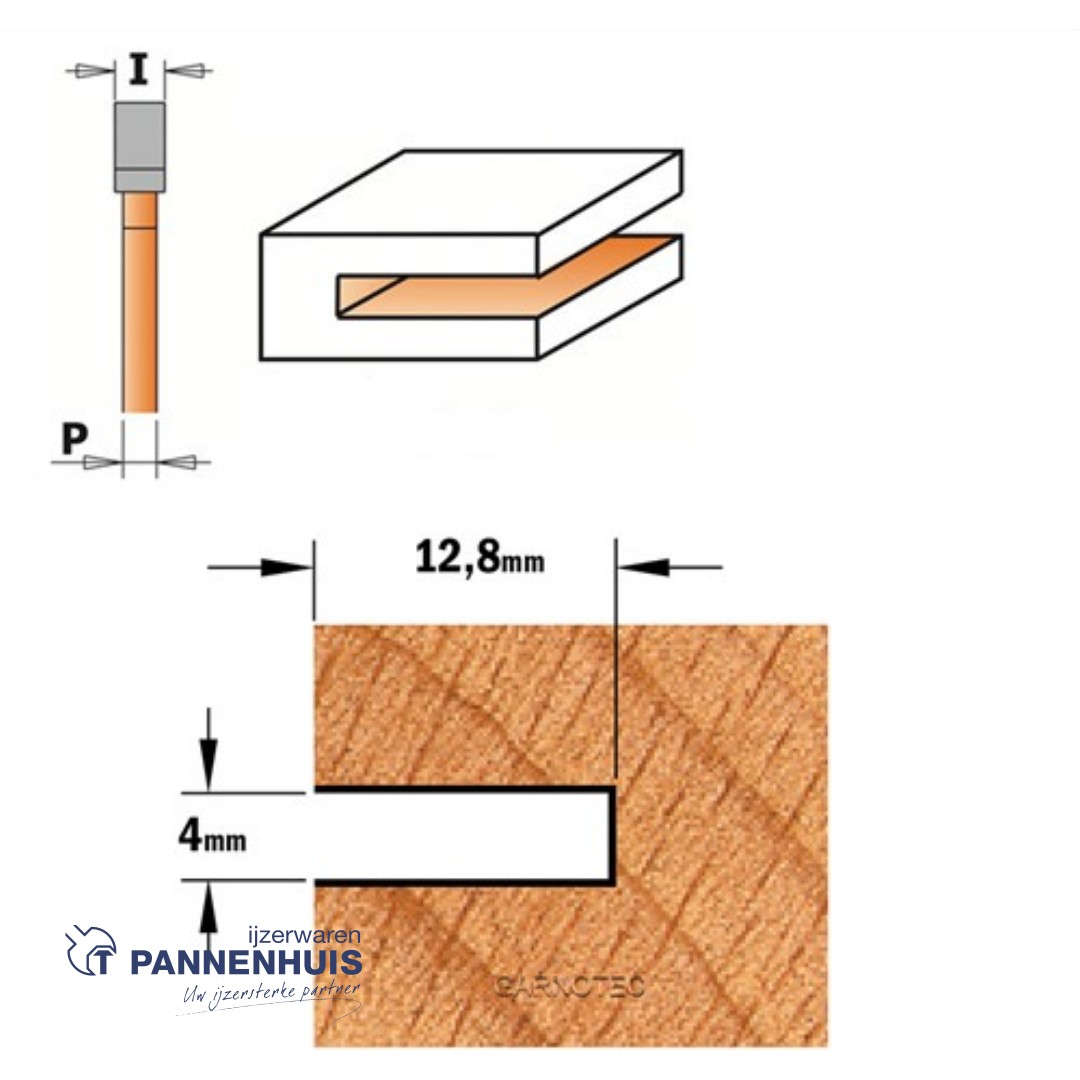 CMT Schijffrees met freesdrager + kogellager zonder sluitmoer, HW D=47,6 x 4mm L=59 S=8 Z3 - Afbeelding 3
