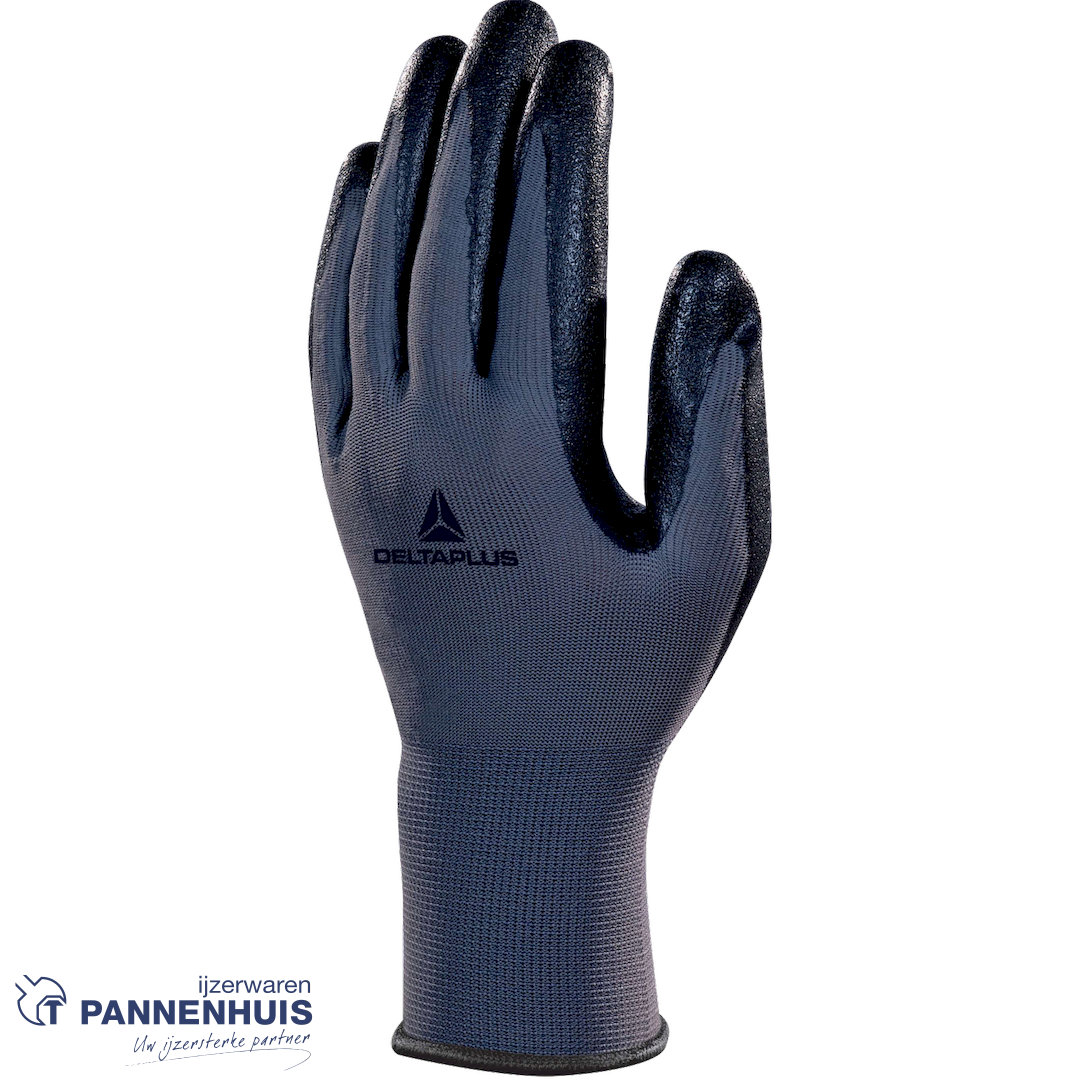 handschoen zwart en grijs nitril gecoat 8 VE722