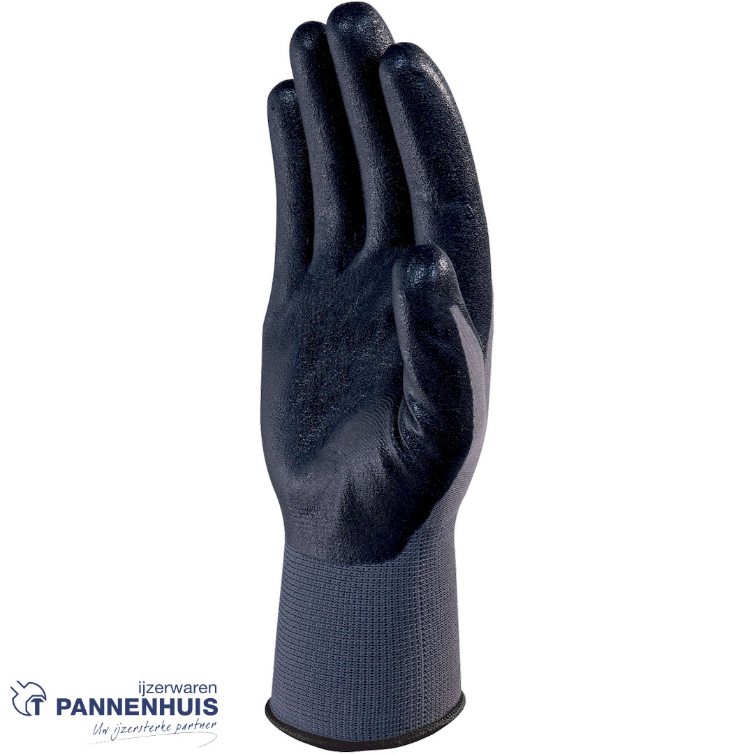 handschoen zwart en grijs nitril gecoat 8 VE722 - Afbeelding 2