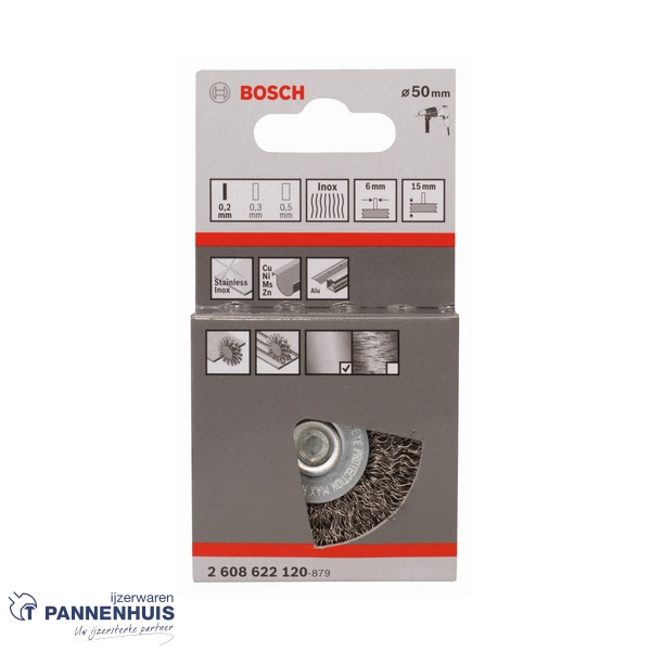 Bosch schijfborstel gegolfd 50 X 0,2 mm 15 mm roestvrij staal - Afbeelding 2