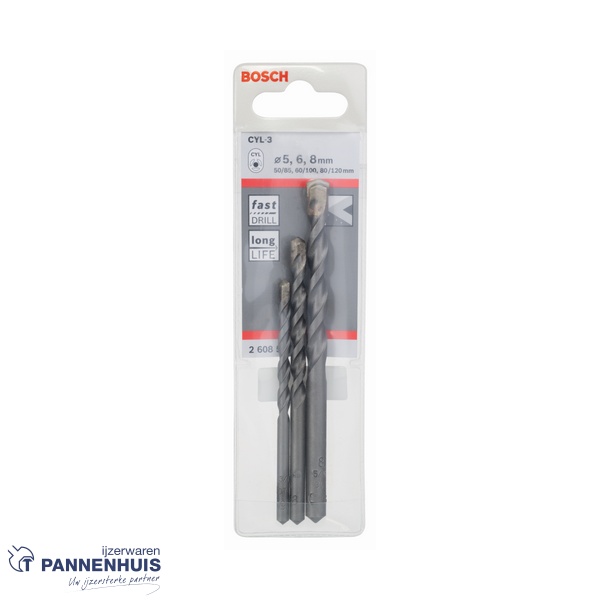 Bosch 3-delige betonborenset CYL-3, 5, 6, 8 mm - Afbeelding 2