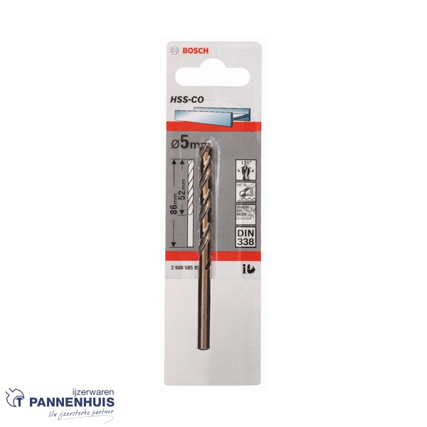Bosch Metaalboor HSS-Co, DIN 338, 5 x 52 x 86 mm - Afbeelding 2