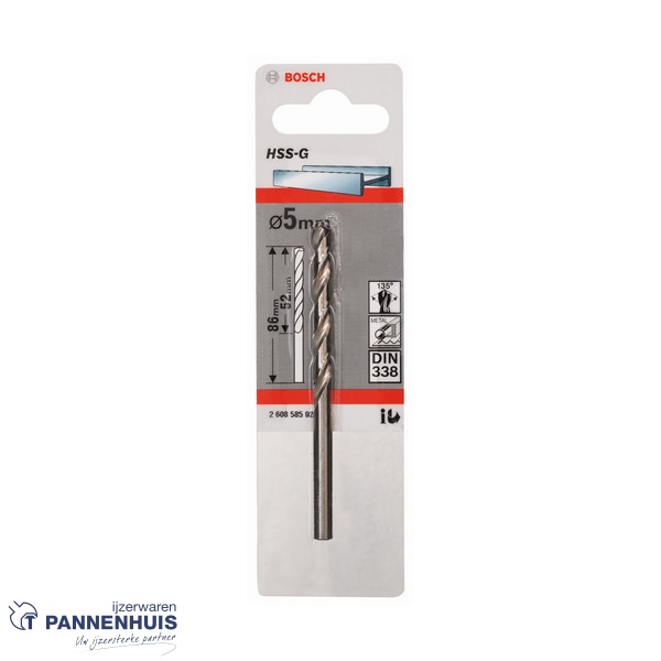 Bosch Metaalboor HSS-G, DIN 338, 5 x 52 x 86 mm - Afbeelding 2