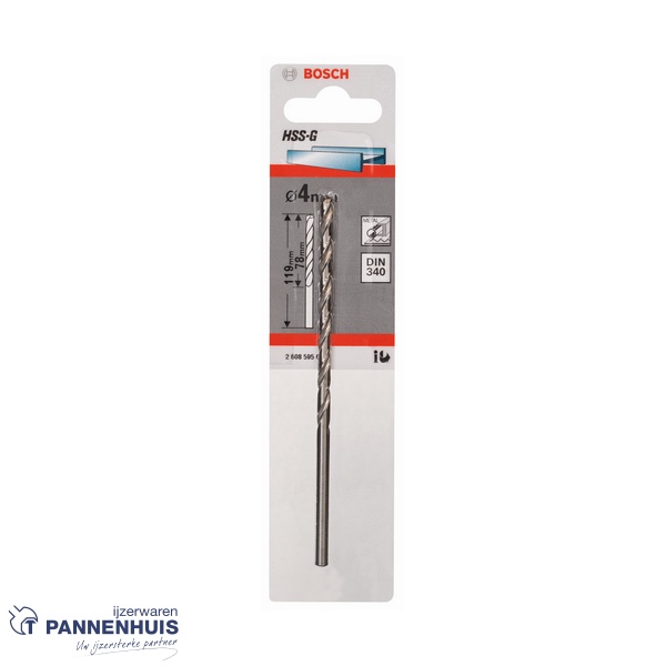 Bosch Metaalboor HSS-G, DIN 340, 4 x 78 x 119 mm - Afbeelding 2