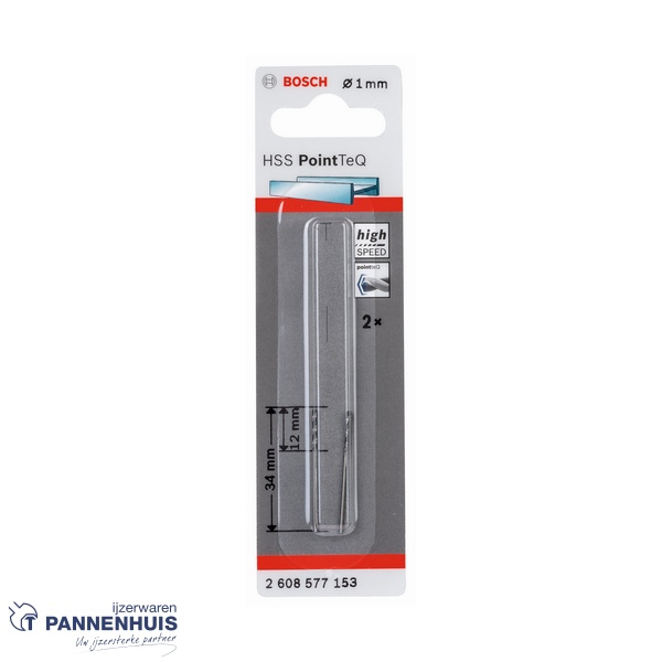 Bosch Spiraalboor HSS PointTeQ 1 mm (2 stuks) - Afbeelding 2