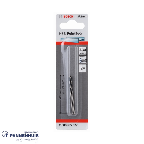 Bosch Spiraalboor HSS PointTeQ 2 mm (2 stuks) - Afbeelding 2