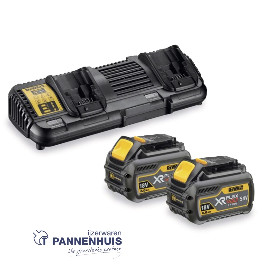 Dewalt DCB132X2 54V XR Accu starterspakket 2x 9,0Ah accu's en duolader