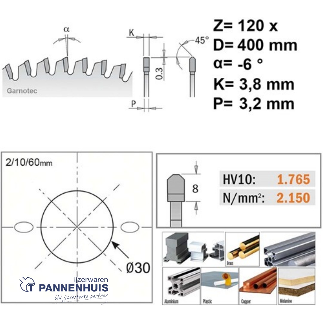 CMT Cirkelzaag HW 400x30x3,8 Z120 Aluminium, Composiet - Afbeelding 2