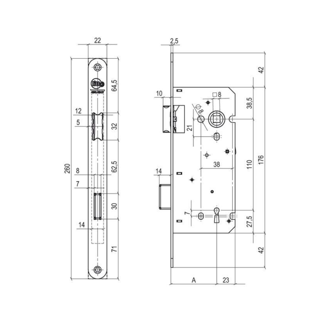 Litto slot A13532NG - 50mm as 110mm gelakt afgerond ZWART - Afbeelding 2