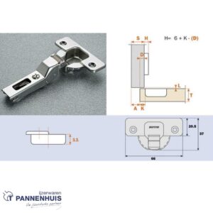 inboorscharnier C2A6G99 nikkel mat (9mm doorgezet)