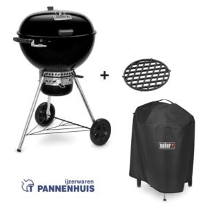 Weber Master-Touch GBS Premium E-5775-houtskoolbarbecue van 57 cm Black + Hoes 7186 op=op