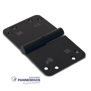 Kogelstiftpaumelle ronde hoeken 150x89 mm links (belgisch rechts) RVS geborsteld zwart SKG ***