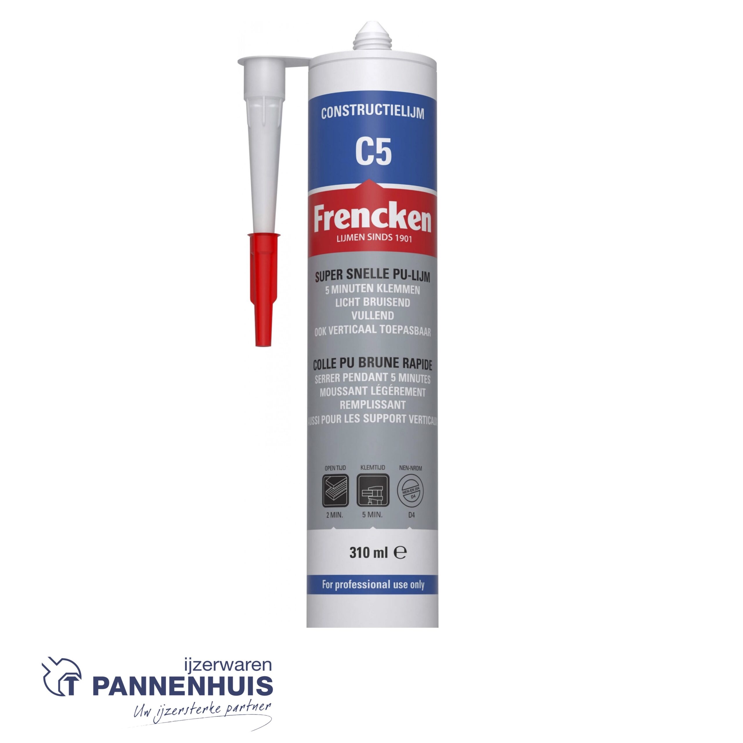 Frencken Pu constructielijm c5 310 ml - Afbeelding 2