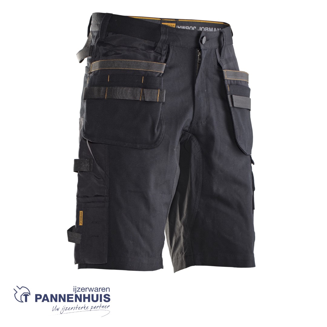Jobman 2168 Craftsman shorts stretch C48 zwart/zwart