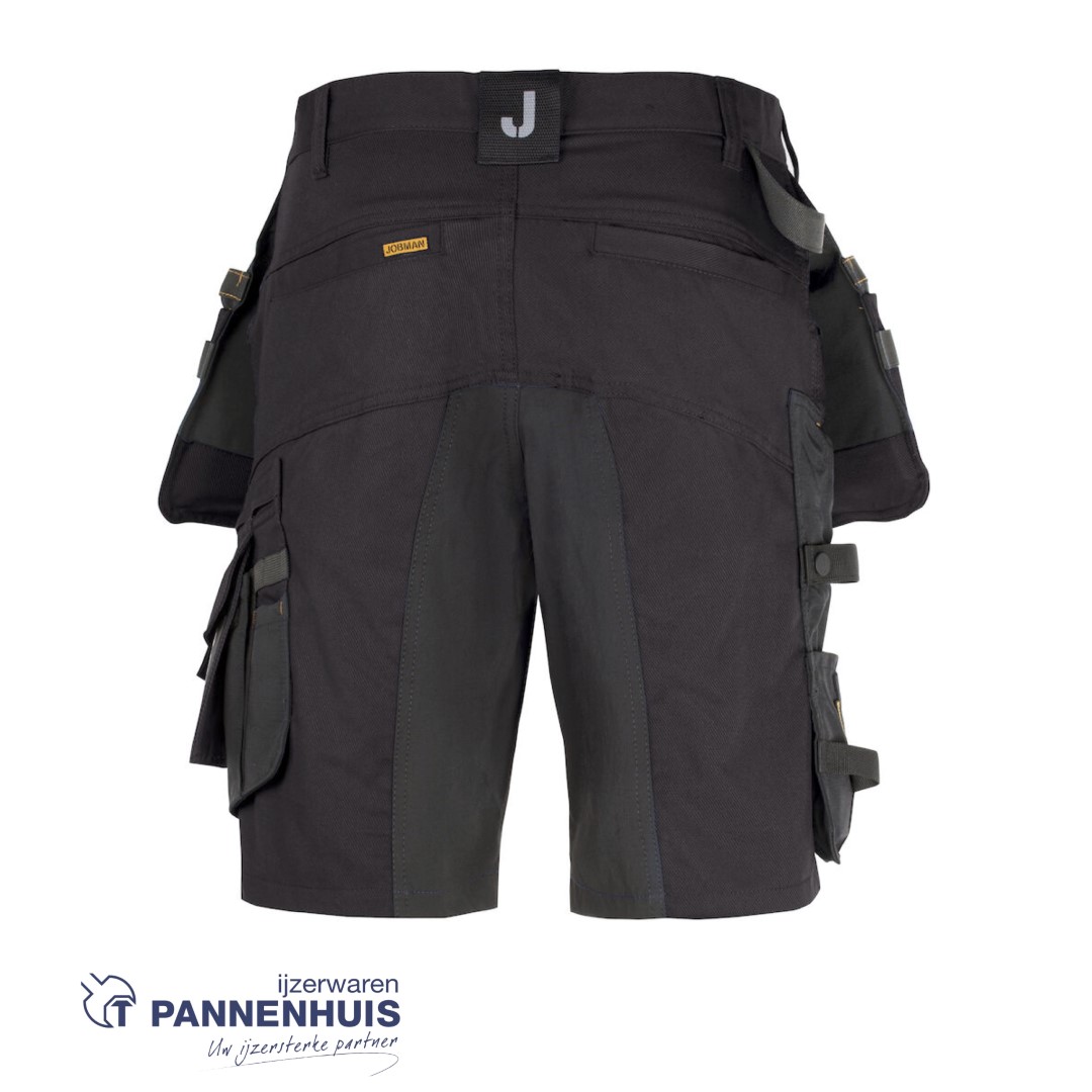 Jobman 2168 Craftsman shorts stretch C48 zwart/zwart - Afbeelding 2