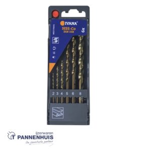 Ivana spiraalborenset HSS-Co cobalt geslepen DIN 338 6-delig