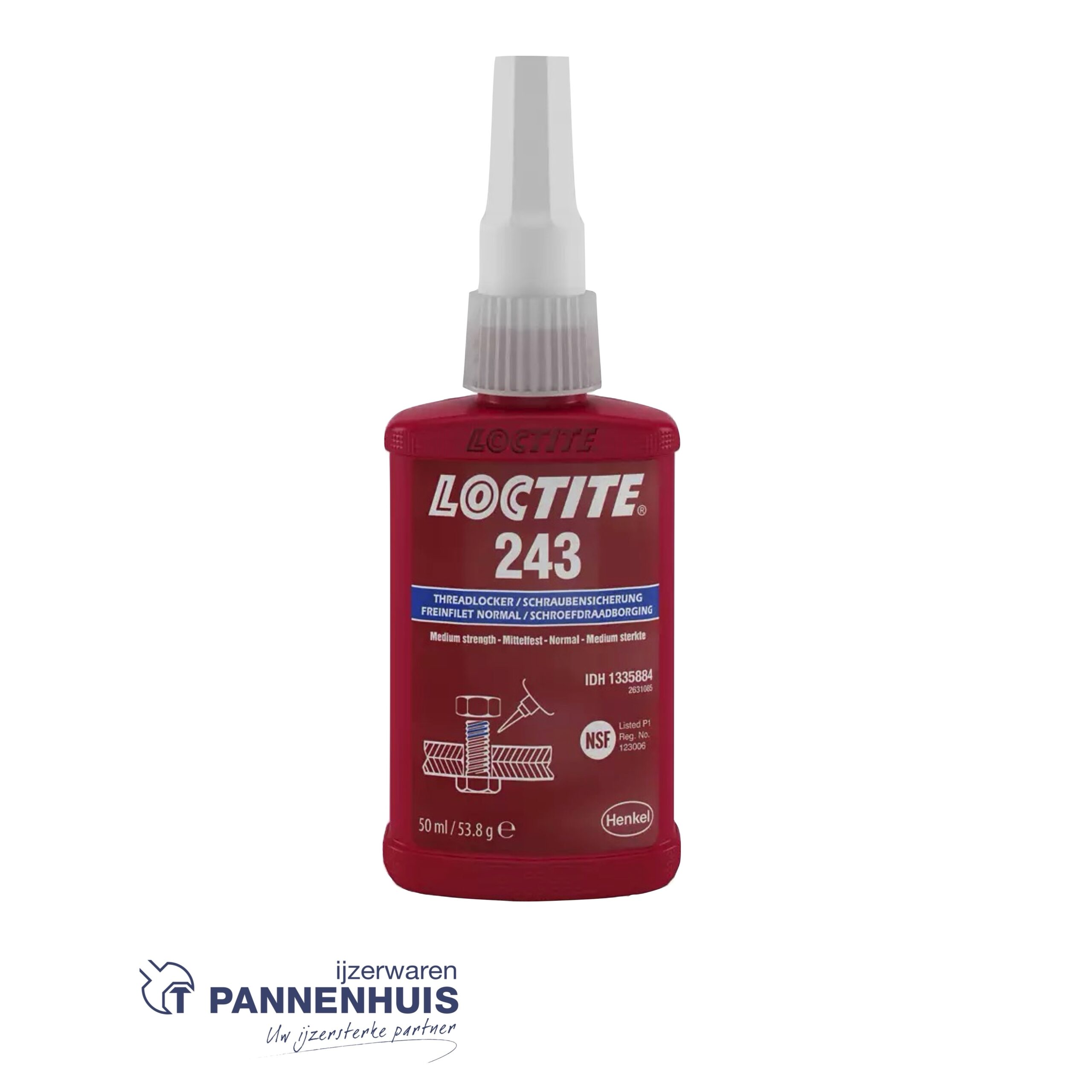 LOCTITE 243 BO50ML schroefdraadborging met medium sterkte