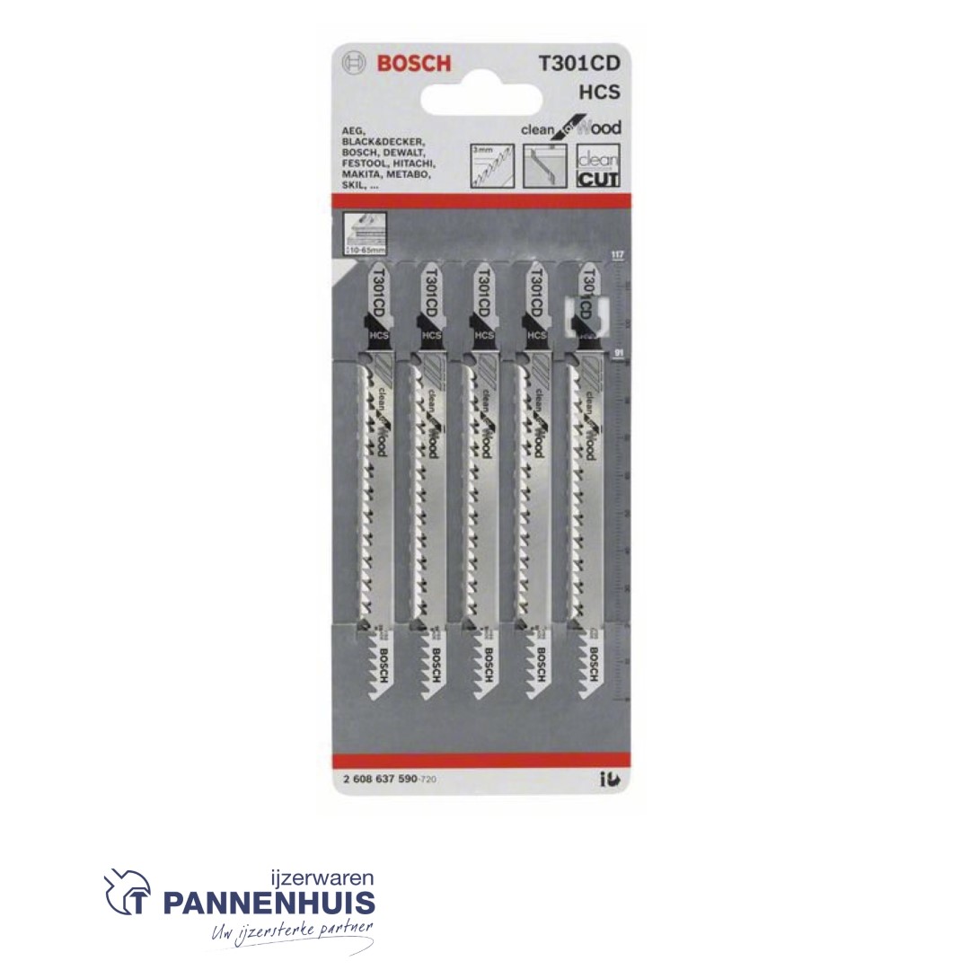 Bosch Decoupeerzaagblad T301 CD Clean for Wood 5x - Afbeelding 2