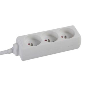 Stekkerdoos, 3 stopcontacten met penaarde (type E), kabel 1.5 m, 3G1.5, wit