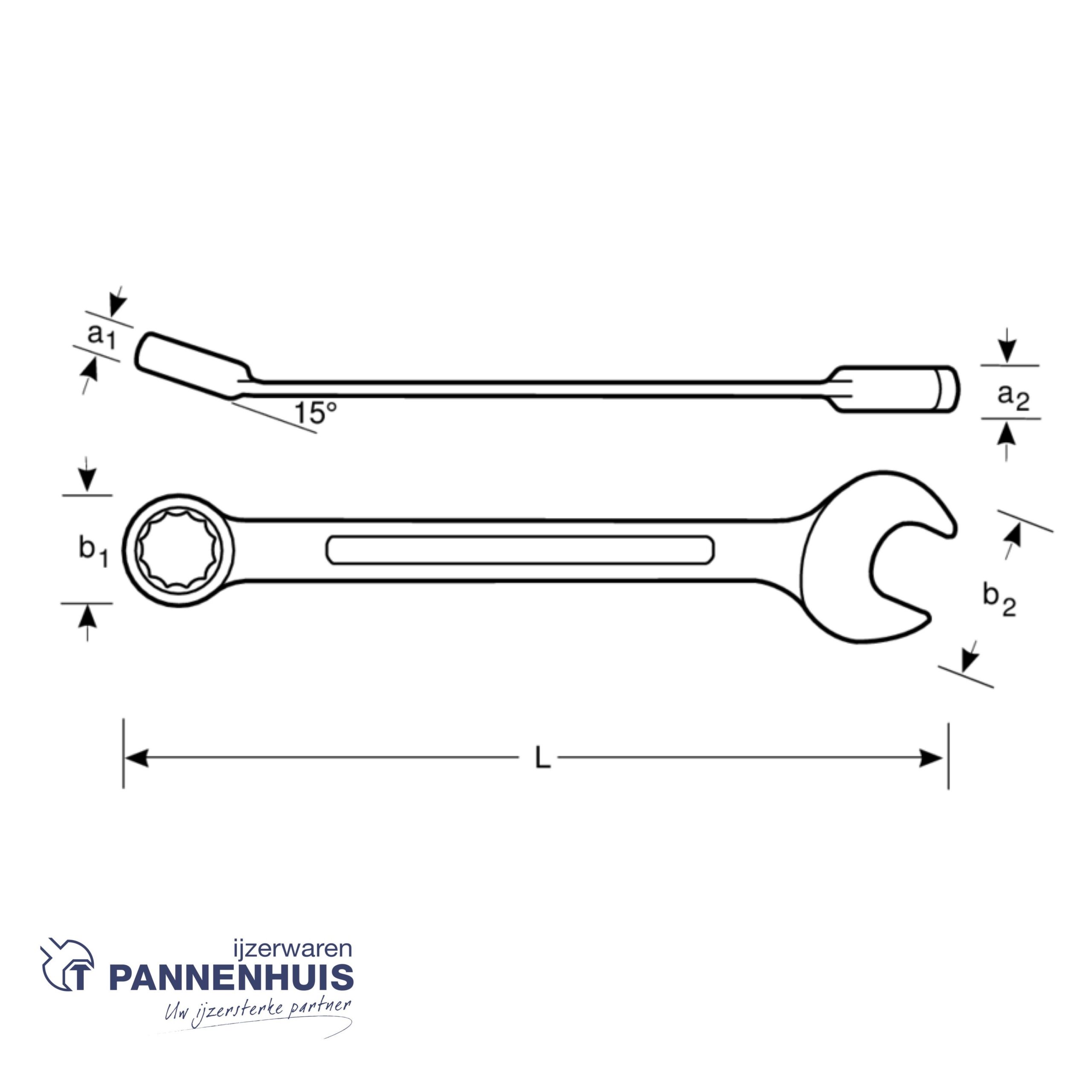 Bahco Ringsteeksleutel 15° gebogen 15 mm - Afbeelding 3