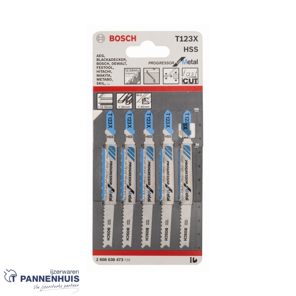 Bosch Decoupeerzaagblad T123 XF Progressor for Metal 5x - Afbeelding 2