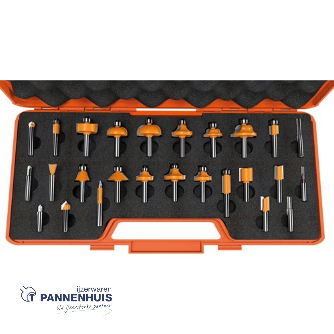 CMT 26-delige frezenset in oranje opbergkoffer, HW S=8mm Z2