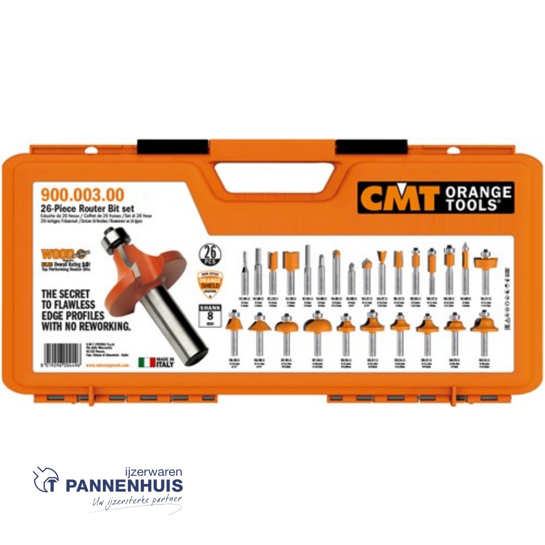 CMT 26-delige frezenset in oranje opbergkoffer, HW S=8mm Z2 - Afbeelding 2