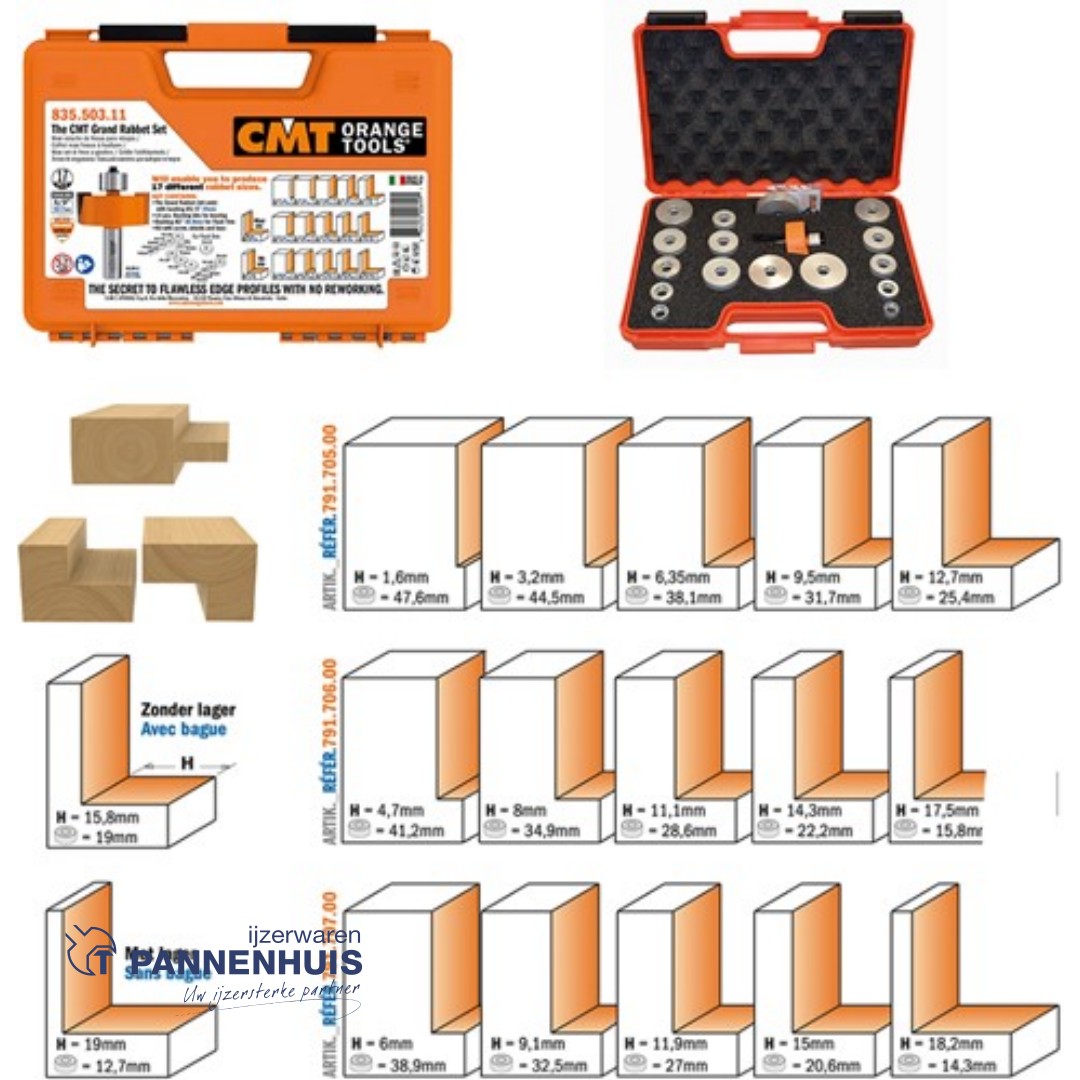 CMT Set rabatfrees + 15 aanloopringen HW D=50,8 x 22mm L=78 S=12 Z2 - Afbeelding 3