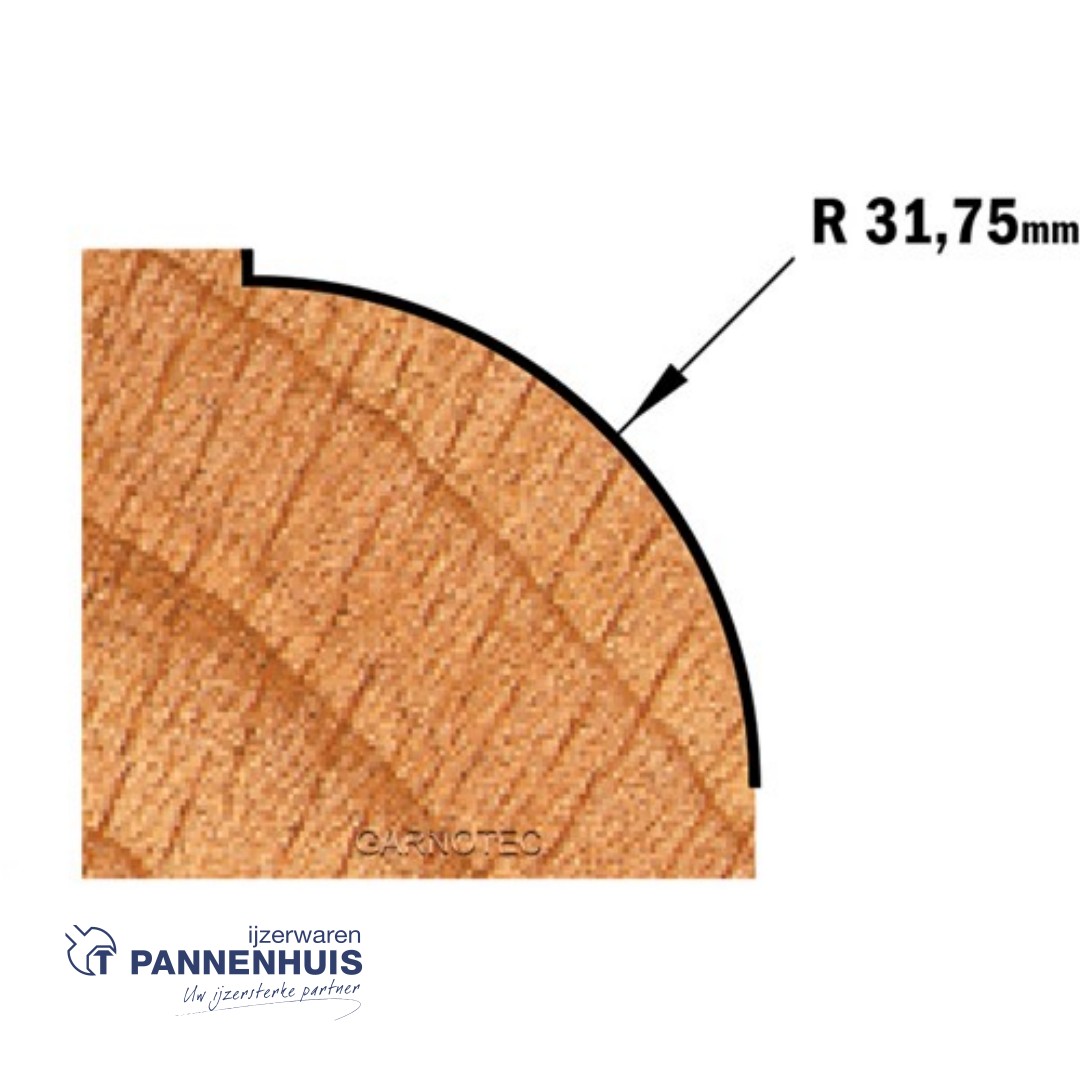 CMT Holle radiusfrees zonder opstaande kant, HW D=82,5 x 44.4mm R=31,75 L=96 S=12 Z2 - Afbeelding 3