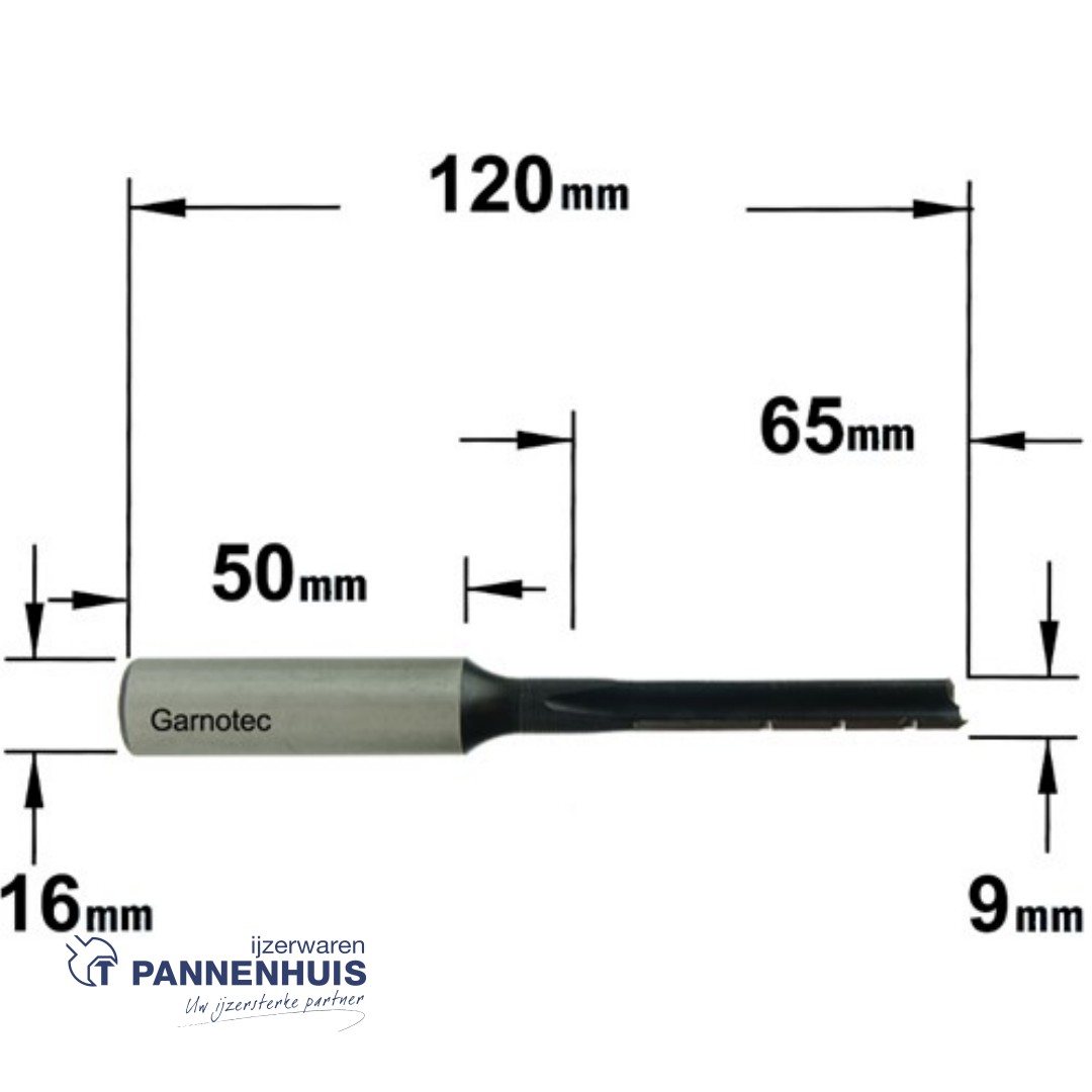 langgatboor 9mm schacht 16/50mm rechts - Afbeelding 2