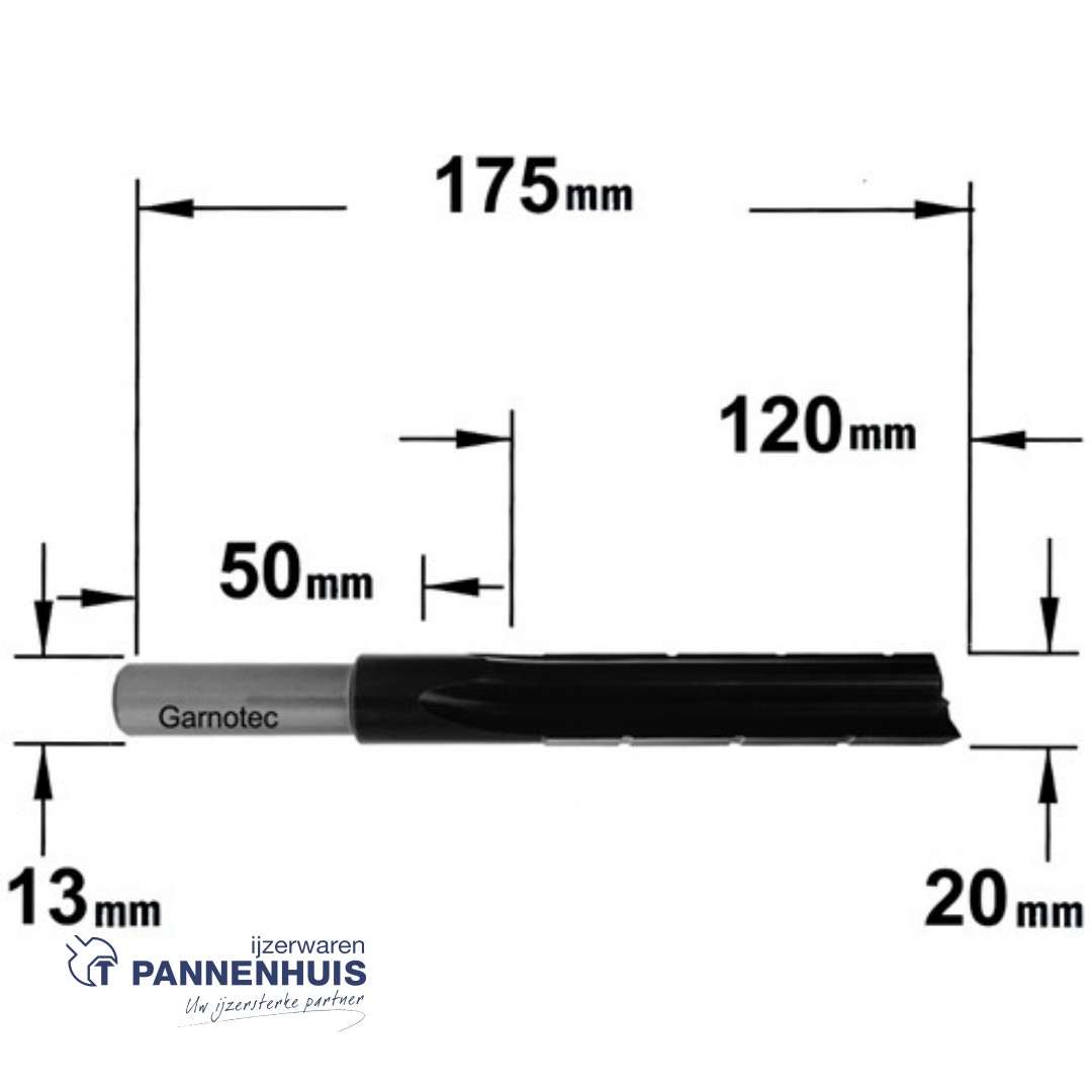 langgatboor 20mm schacht 13/50mm rechts - Afbeelding 2