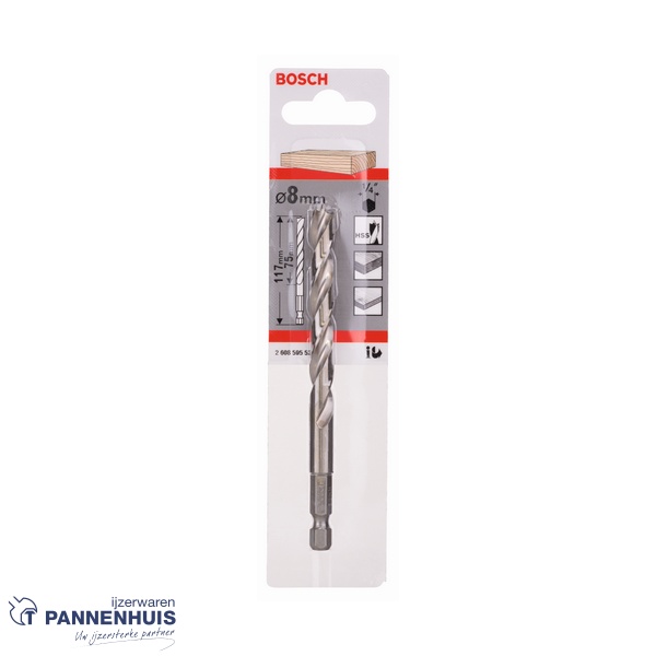 Bosch Houtspiraalboor 1/4" zeskant 8 x 75 x 117 mm - Afbeelding 2
