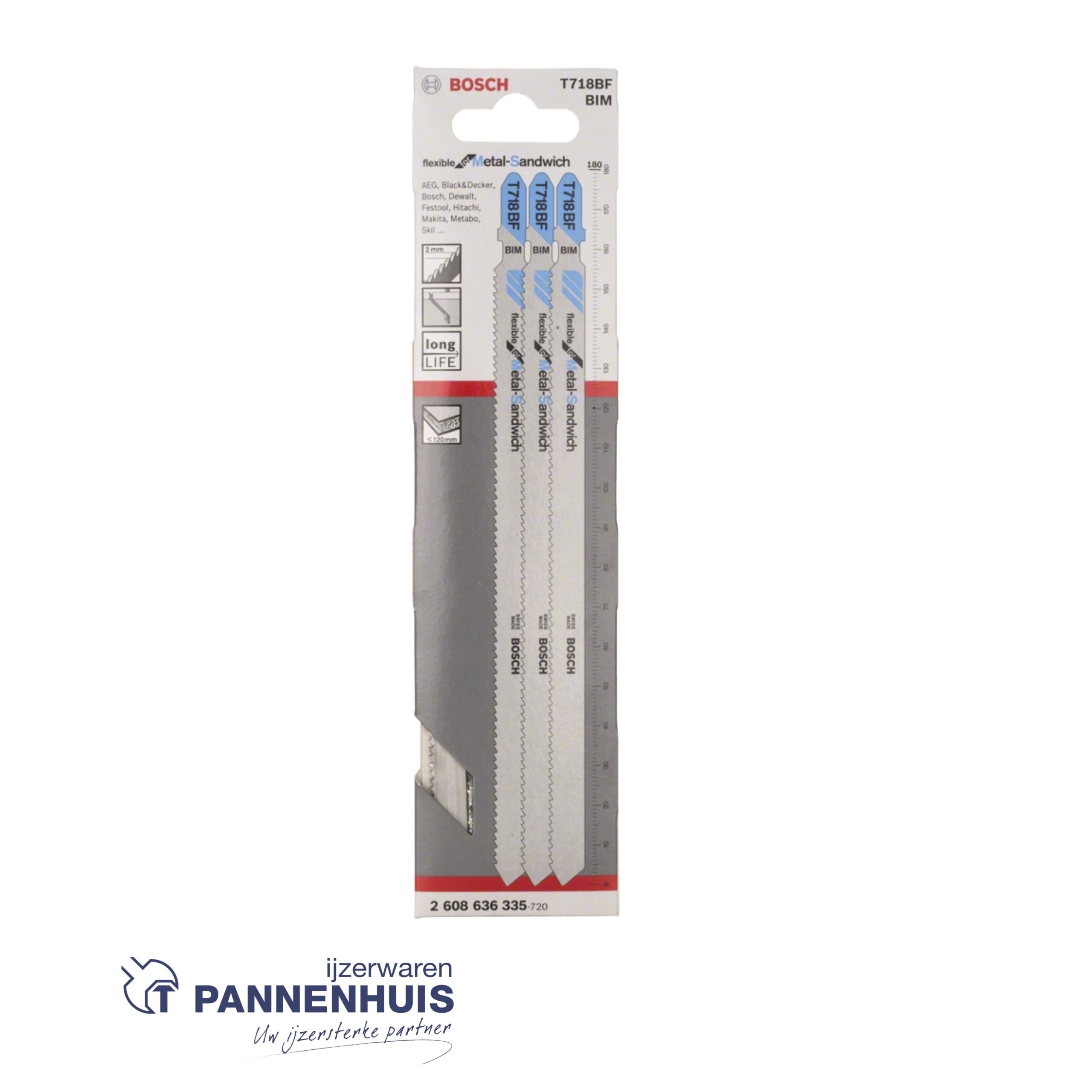Bosch Decoupeerzaagblad T718 BF Metal-Sandwich 3x - Afbeelding 2