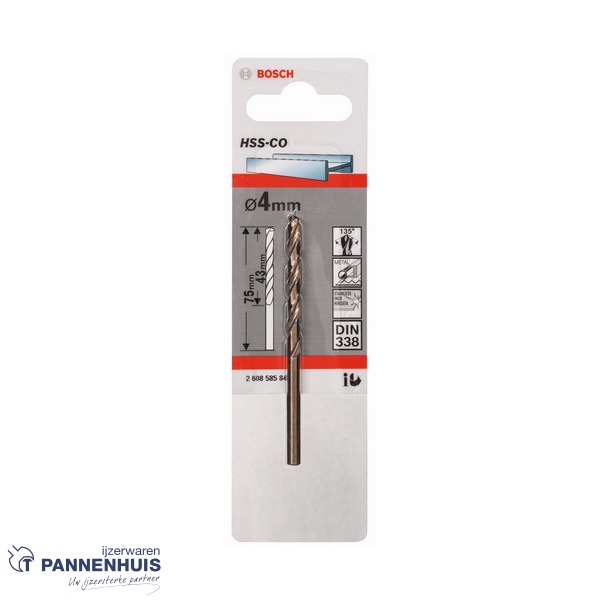 Bosch Metaalboor HSS-Co, DIN 338, 4 x 43 x 75 mm - Afbeelding 2