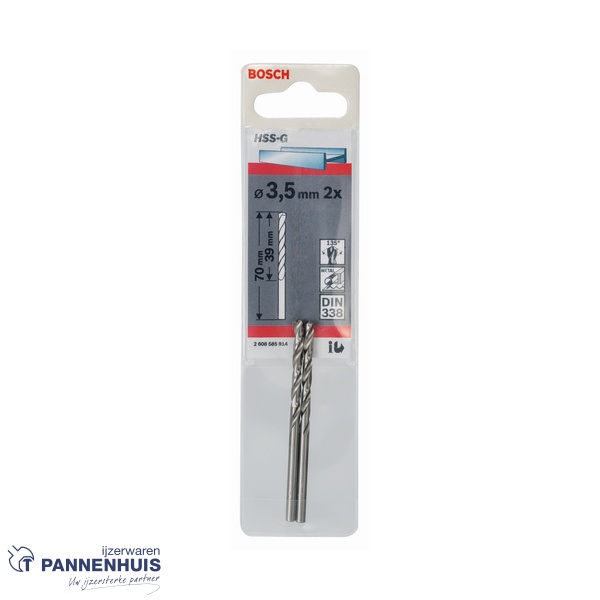 Bosch Metaalboor HSS-G, DIN 338, 3,5 x 39 x 70 mm 2x - Afbeelding 2