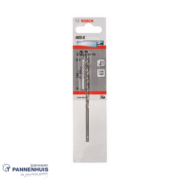 Bosch Metaalboor HSS-G, DIN 340, 3,2 x 69 x 106 mm - Afbeelding 2