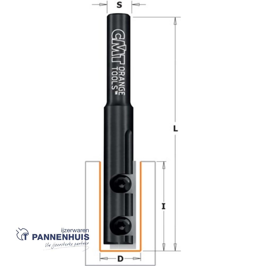 CMT Rechte groeffrees, HWM D=12 x 39,5mm L=90 S=8 Z1