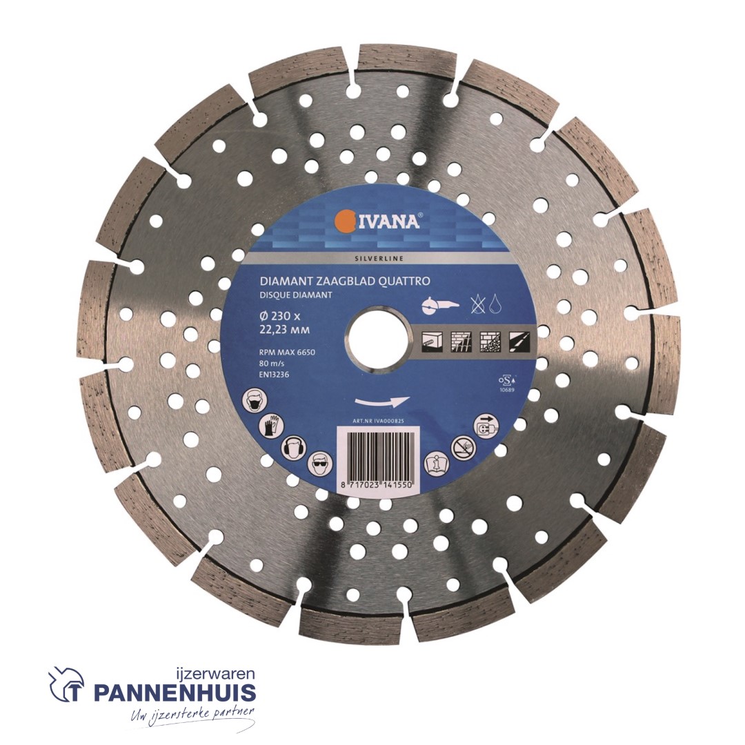Ivana Diamant Zaagblad 230 X 22,23 Silverline Bouwmat., Beton, Asfalt, Staal