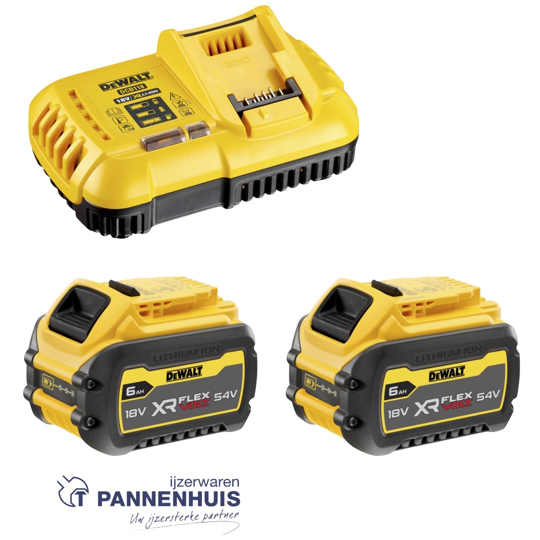 Dewalt DCB118T2 Accu starterspakket 2x 6.0Ah + snellader