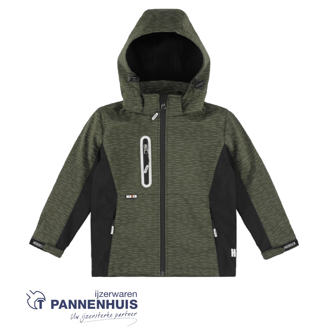 Herock Flexor Kids softshell vest Kaki/Zwart 98/104