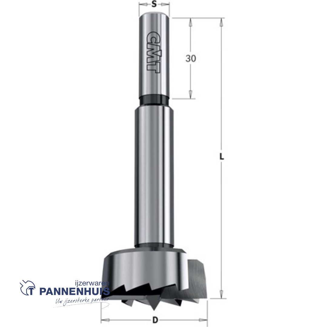 CMT Forstnerboren D=35mm LT=90mm S=10 Z2+V2 RH SP