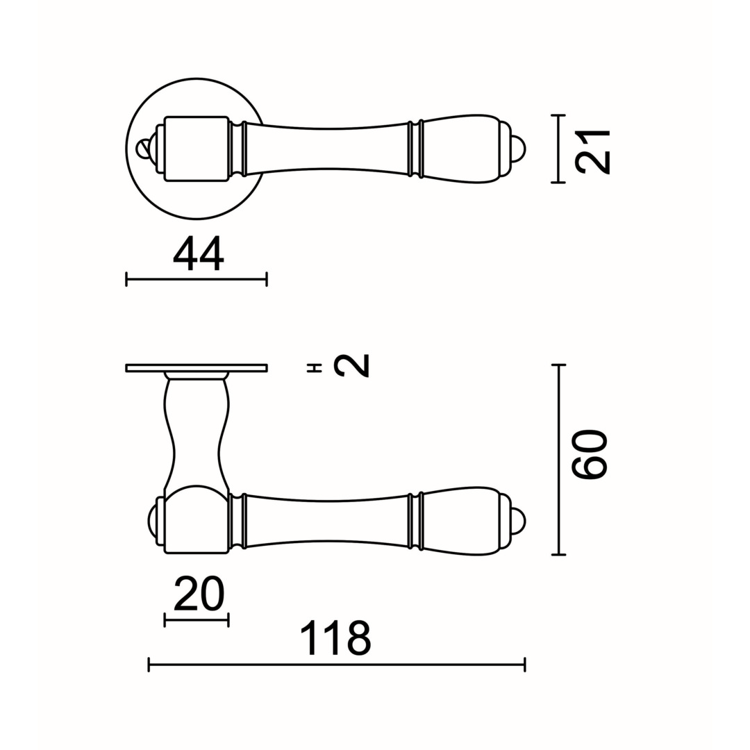 Deurkruk Pro CARRE ROEST ROND R+NO KEY - Afbeelding 2