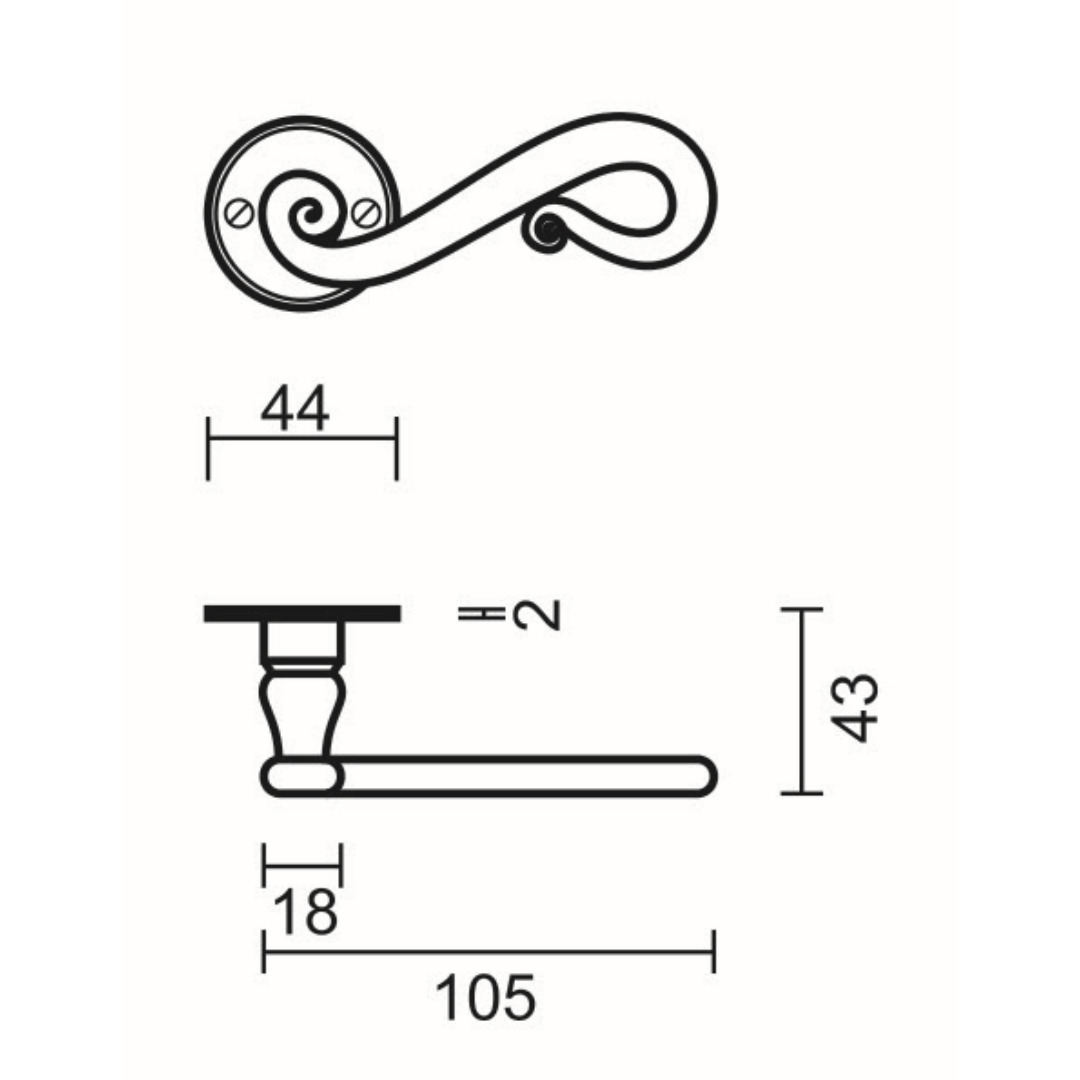 Deurkruk Pro ROMANA IJZER ROND R+NO KEY - Afbeelding 2