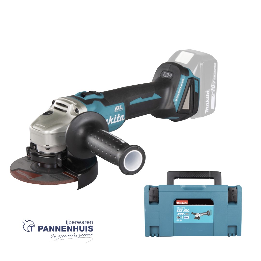 Makita DGA506ZJ Accu haakse slijper 125mm LXT 18V + Makpac