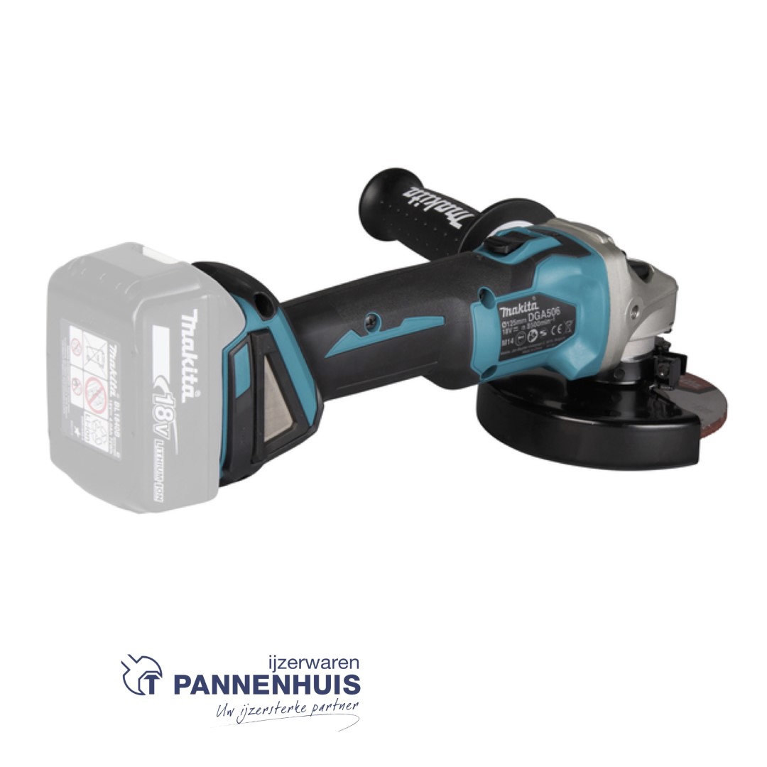 Makita DGA506ZJ Accu haakse slijper 125mm LXT 18V + Makpac - Afbeelding 3