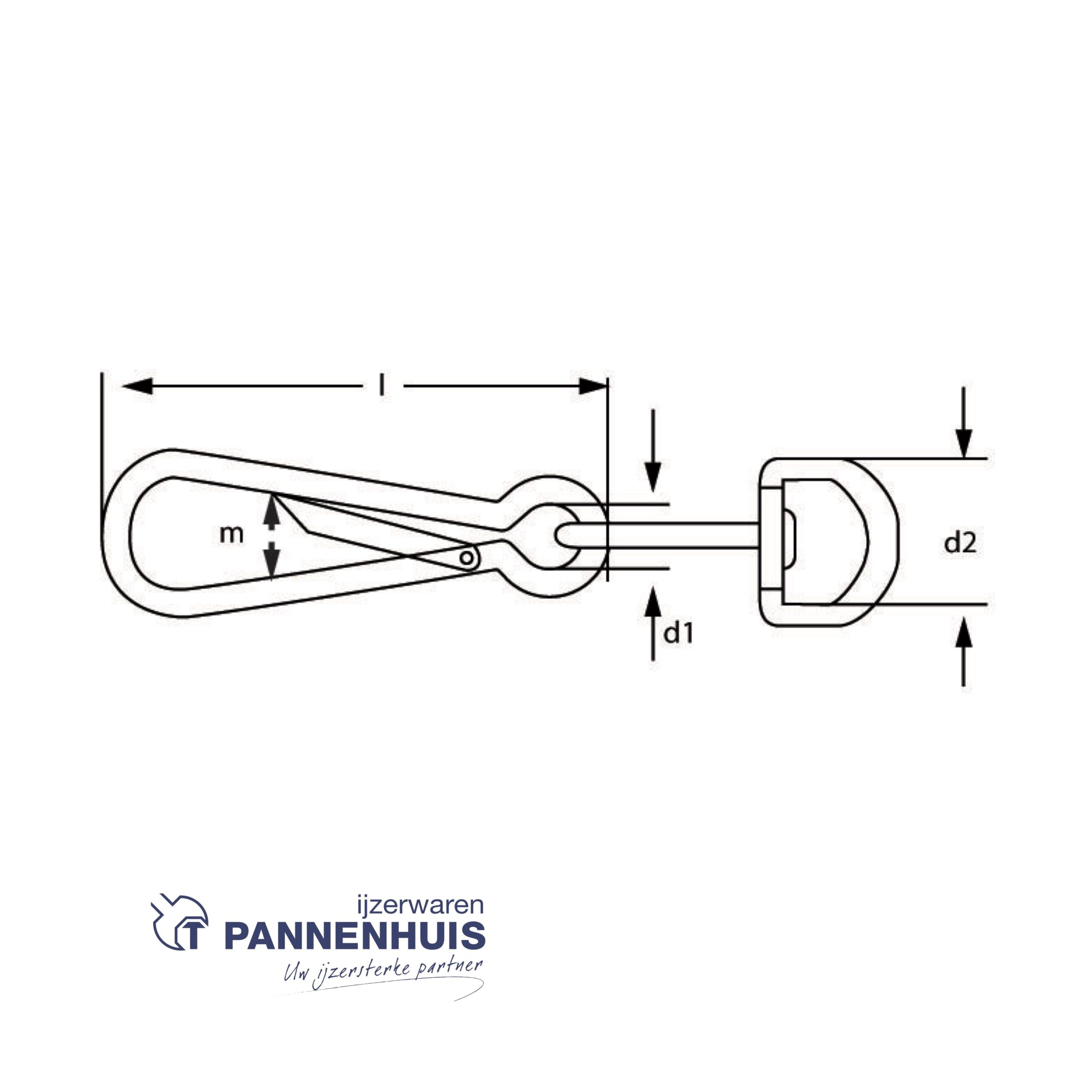 Simplexhaak met wervel DIN 5287 50 mm vernikkeld - Afbeelding 2