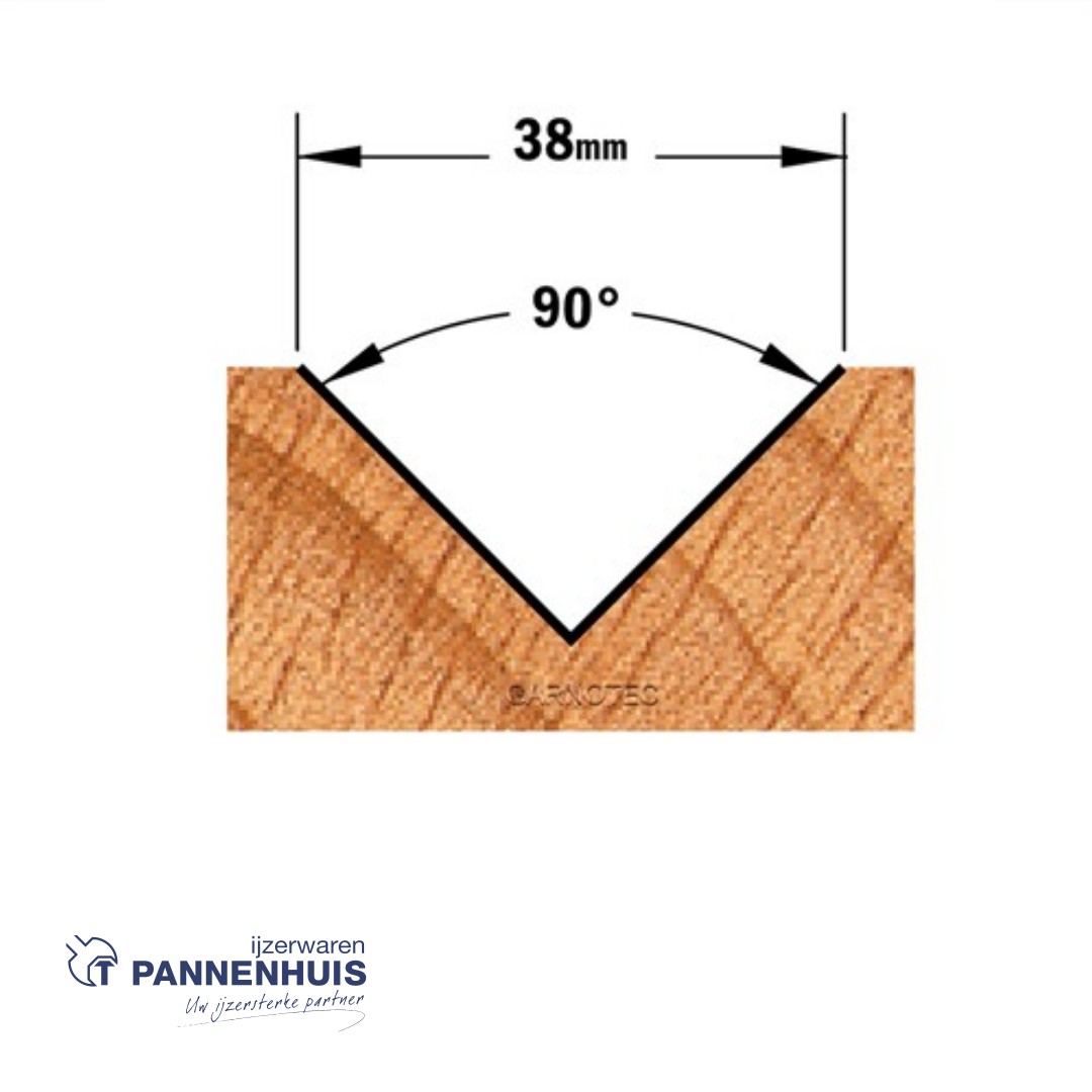 CMT V-groef frees 90° HW D=38 x 19mm 90° L=63,5 S=8 Z2 - Afbeelding 3