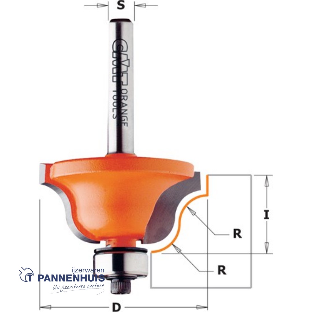 CMT Profielfrees met kogellager, HW D=38,1 x 17.3mm R=6,4 L=59 S=8 Z2
