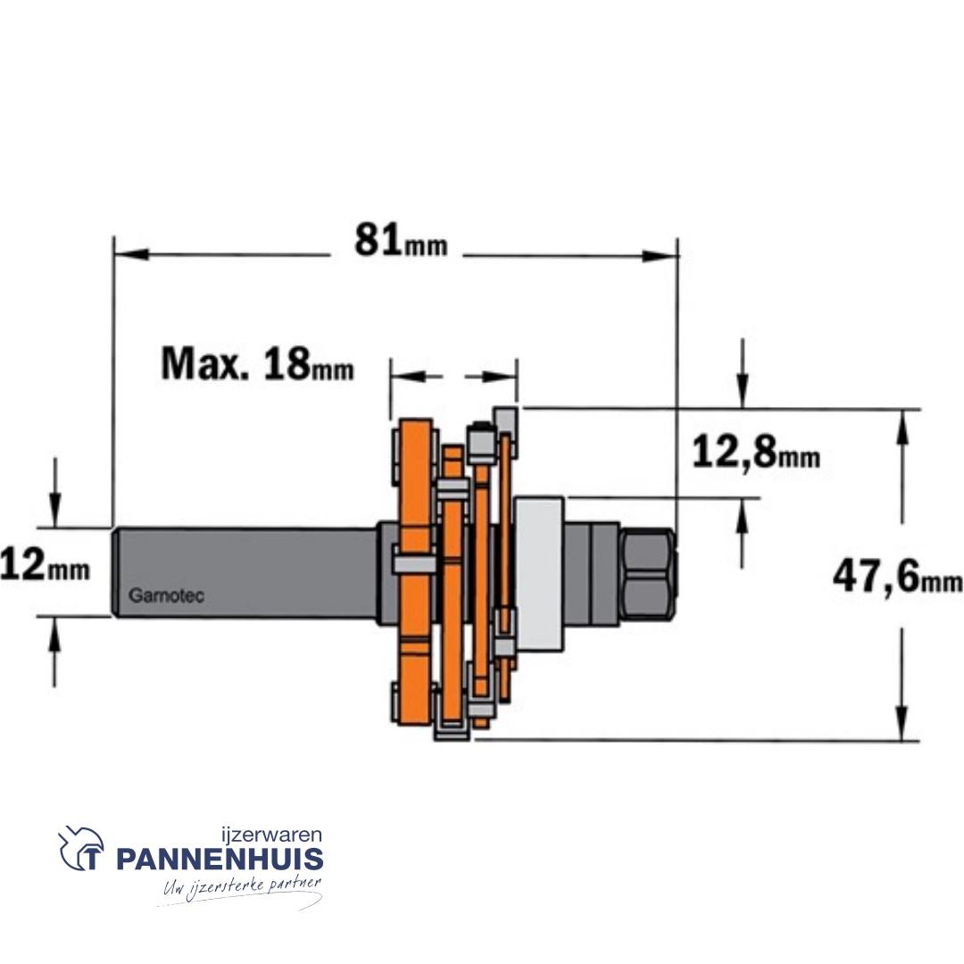 CMT Verstelbare groeffrezen set 3,2mm tot 18mm HW D=47,6 S=12mm Z3 - Afbeelding 2