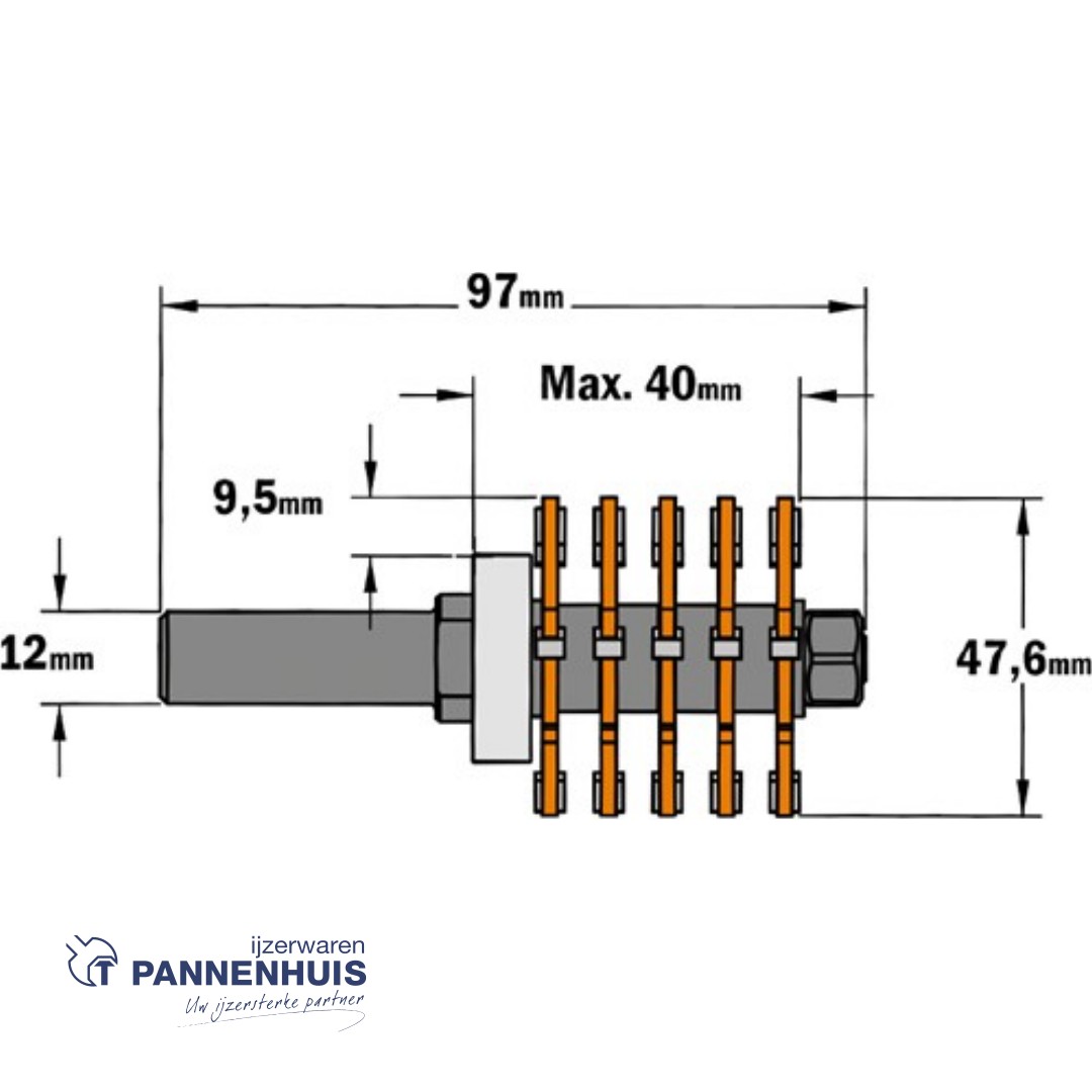 CMT Tandverbindingsfrees HW D=47,6 S=12mm Z2 - Afbeelding 2